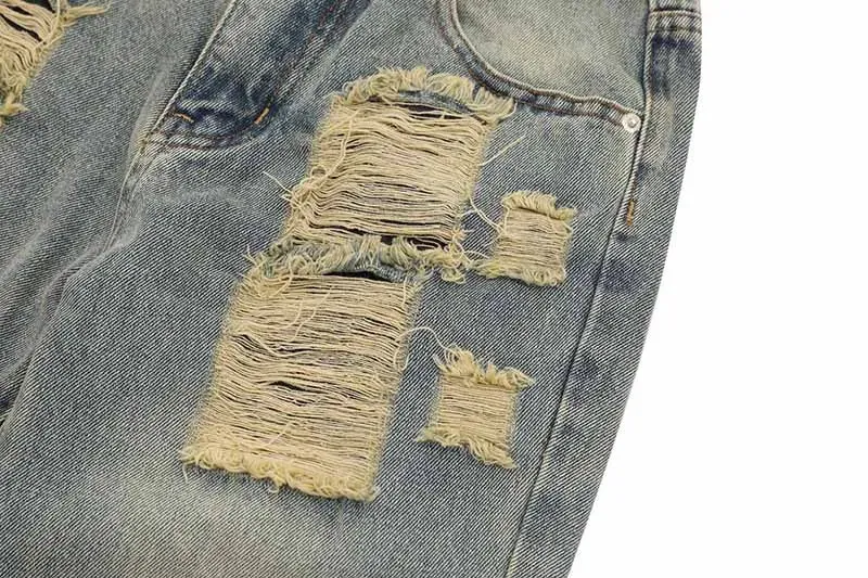 Men's High Streetwear Ripped Deconstructed Zipper Jeans