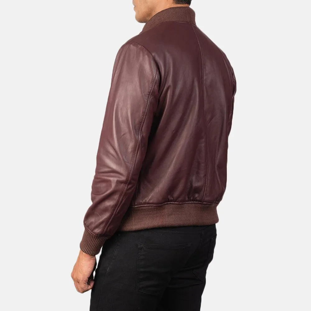 Mens Maroon Leather Stylish Jacket