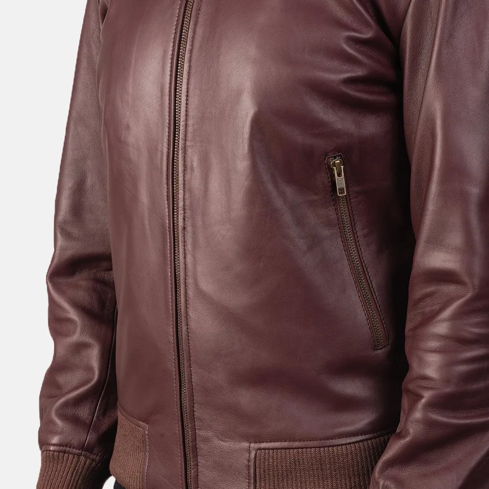 Mens Maroon Leather Stylish Jacket