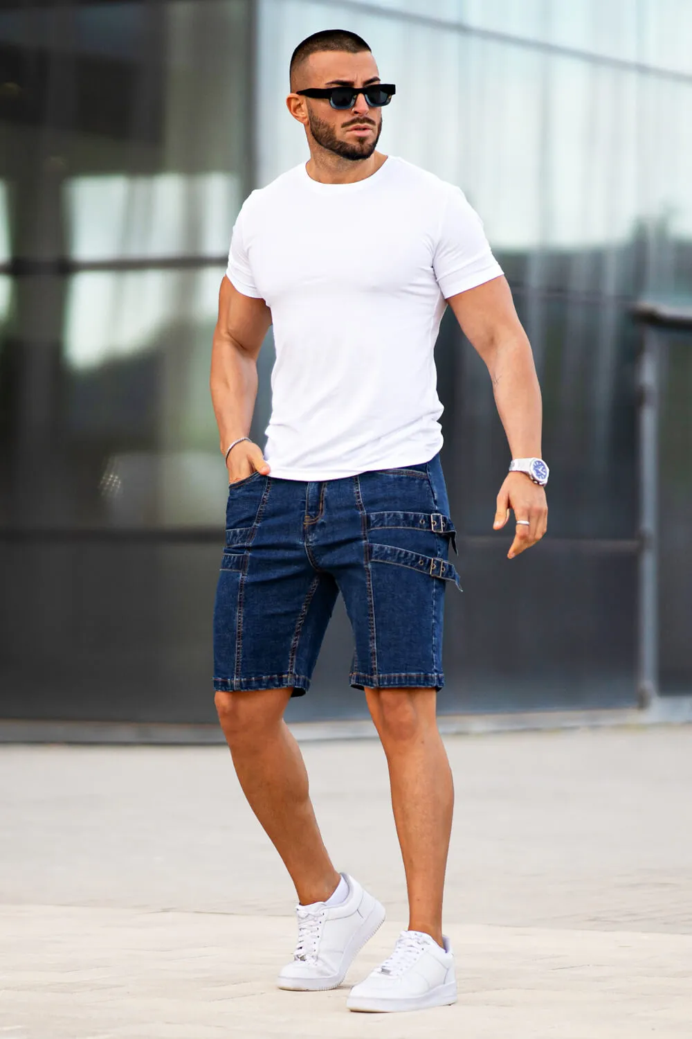 Men's Stretch Denim Short - Dark Blue