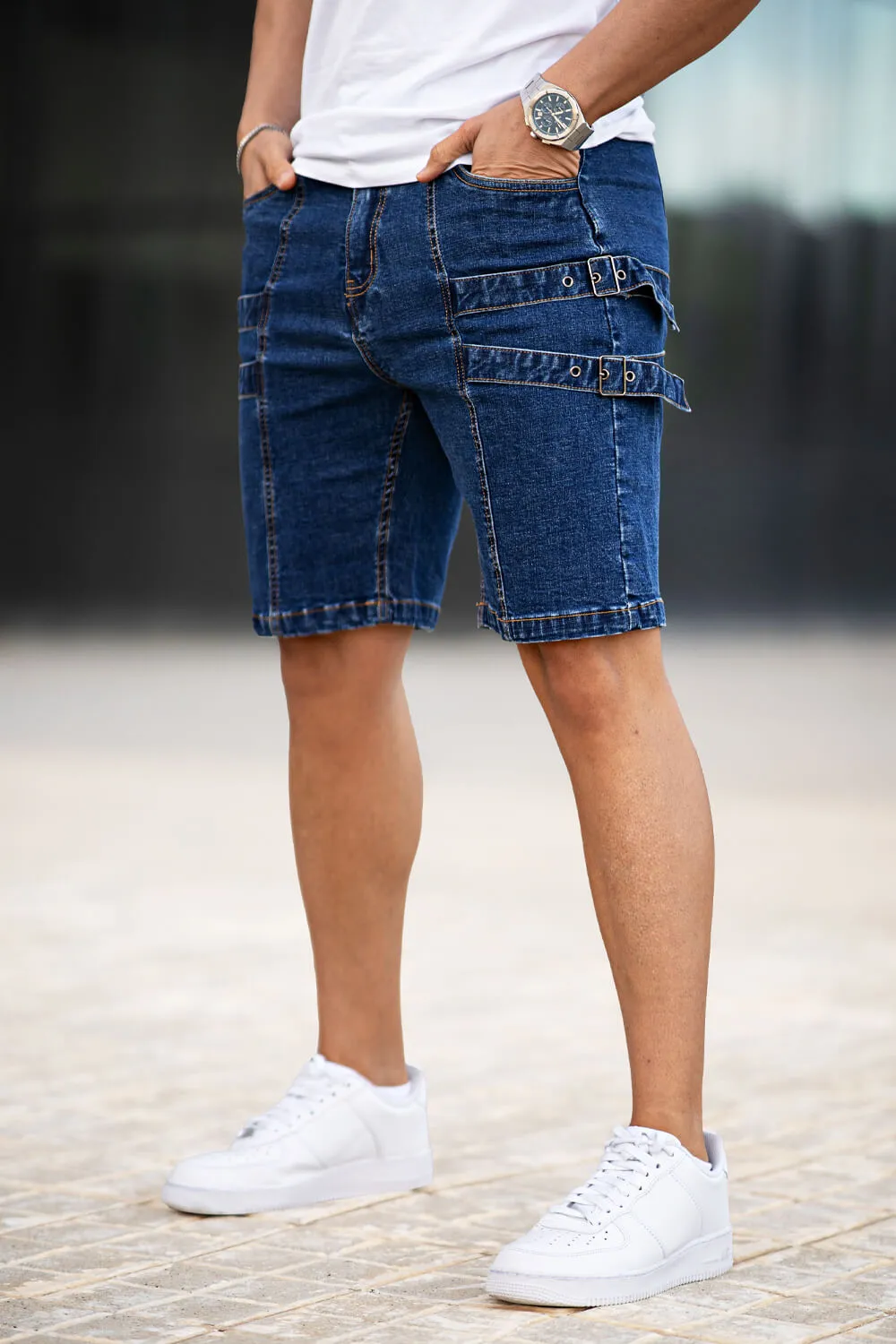 Men's Stretch Denim Short - Dark Blue