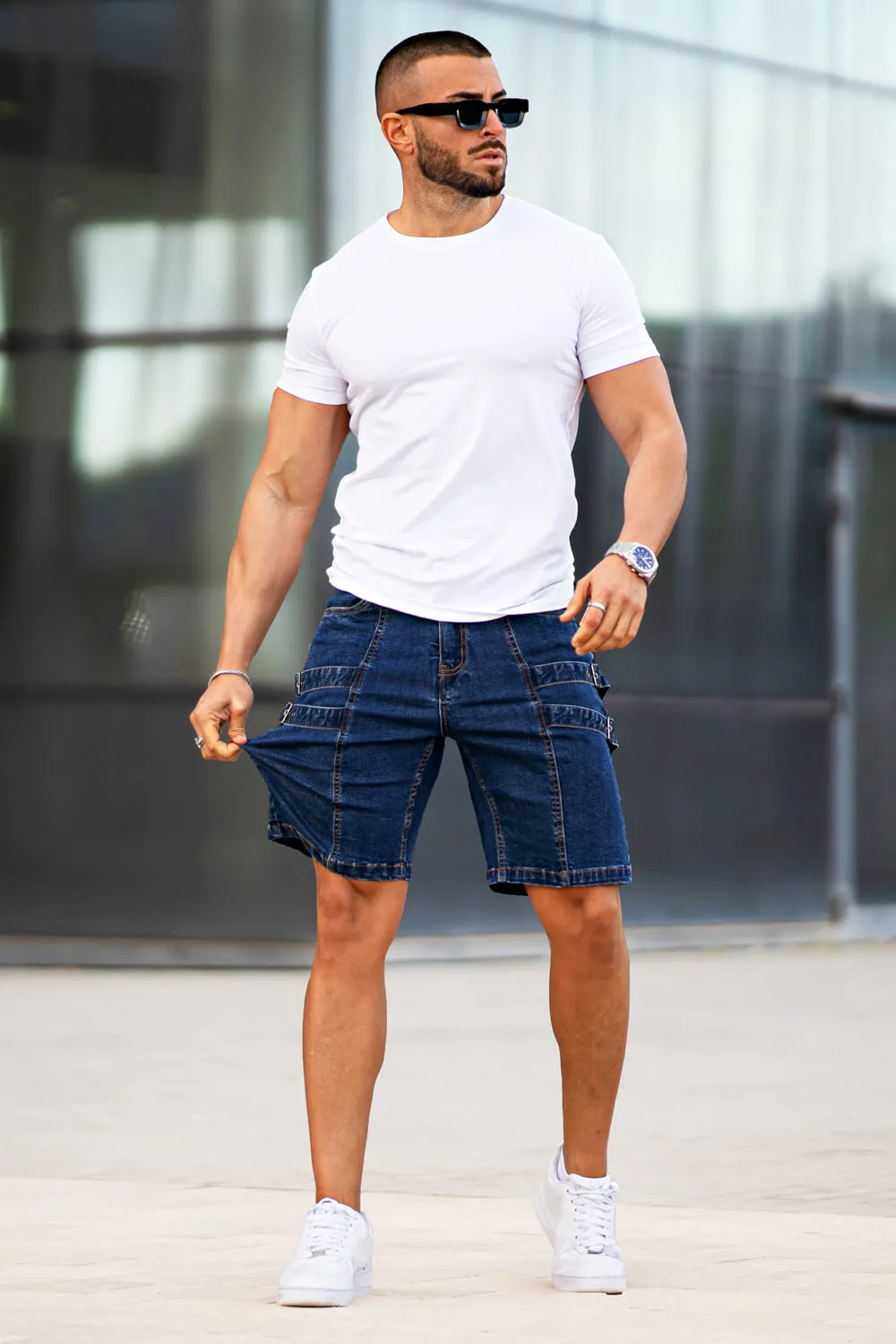 Men's Stretch Denim Short - Dark Blue