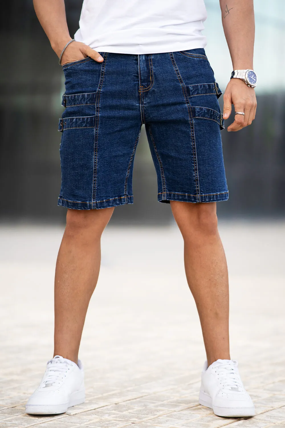 Men's Stretch Denim Short - Dark Blue