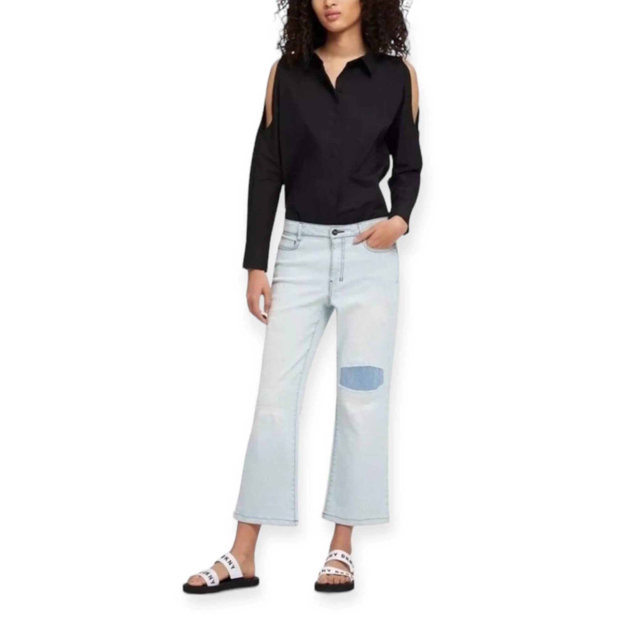 Mid Rise Denim Wide Legged Cropped Jeans