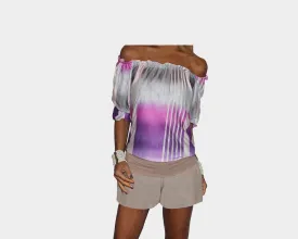 Ombre Mauve Linen Poly Blend Off the Shoulder top - The Ibiza