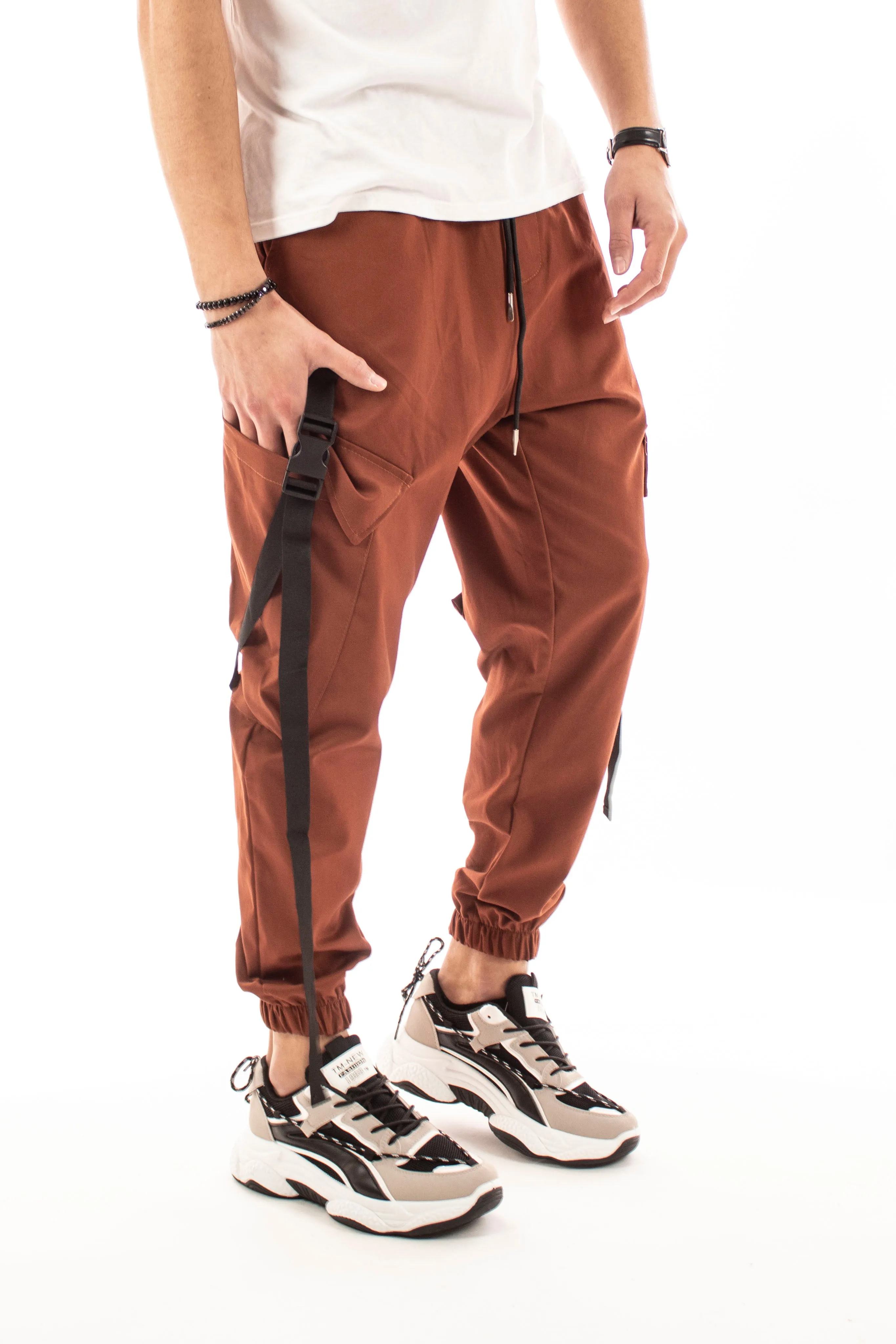 Pantalone Ruggine Pantatuta Cargo Con Bretelle Tasca America E Tasconi Art. Pt53