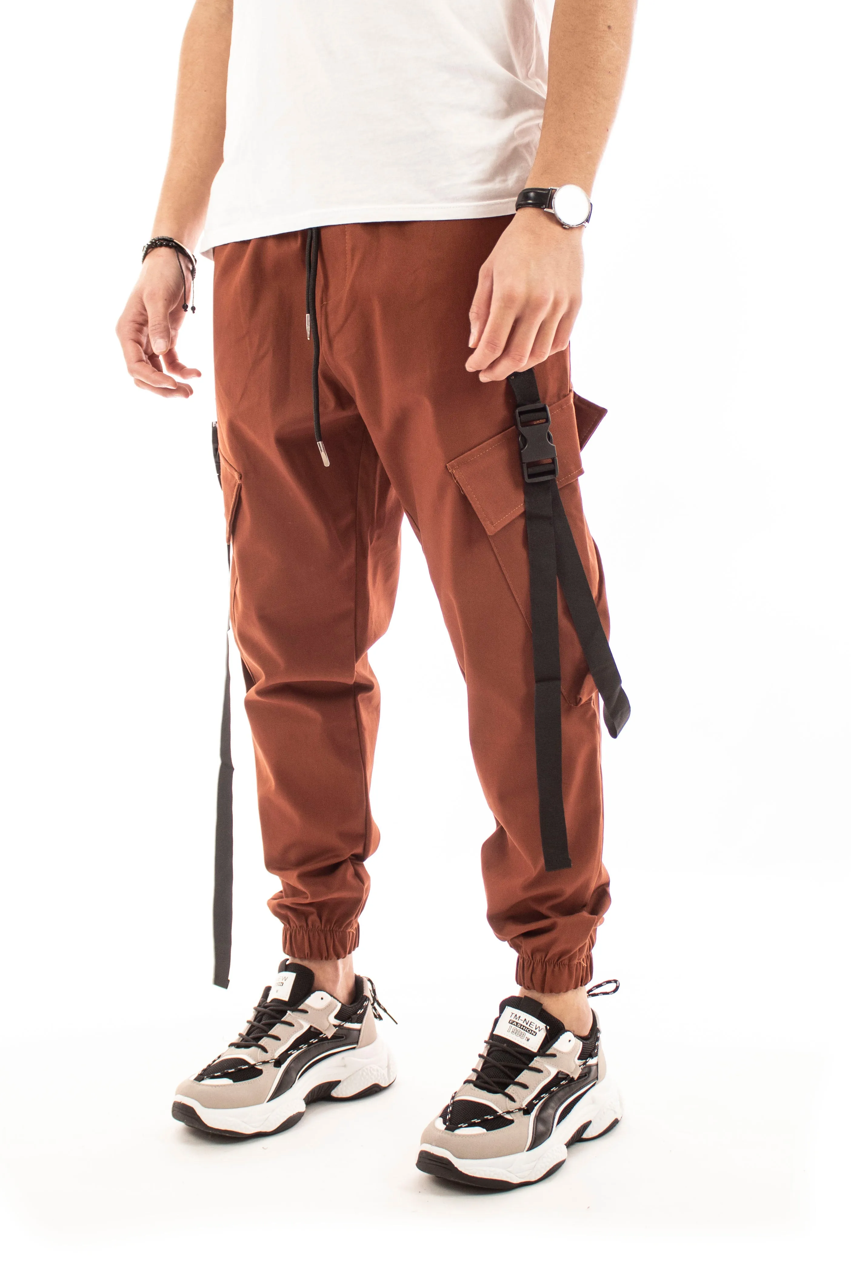 Pantalone Ruggine Pantatuta Cargo Con Bretelle Tasca America E Tasconi Art. Pt53