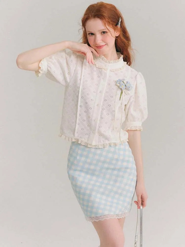 Plaid Lace Hip-Hug Skirt【s0000007387】