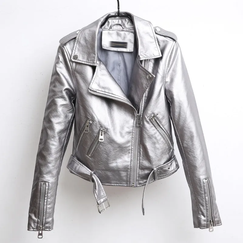 Punk style leather motorcycle Jacket-biker leather jacket-PU Leather jacket