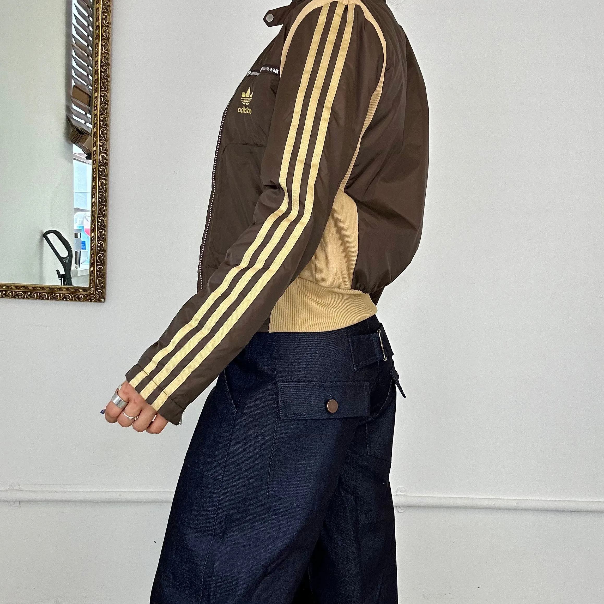 rare vintage brown adidas zip up jacket