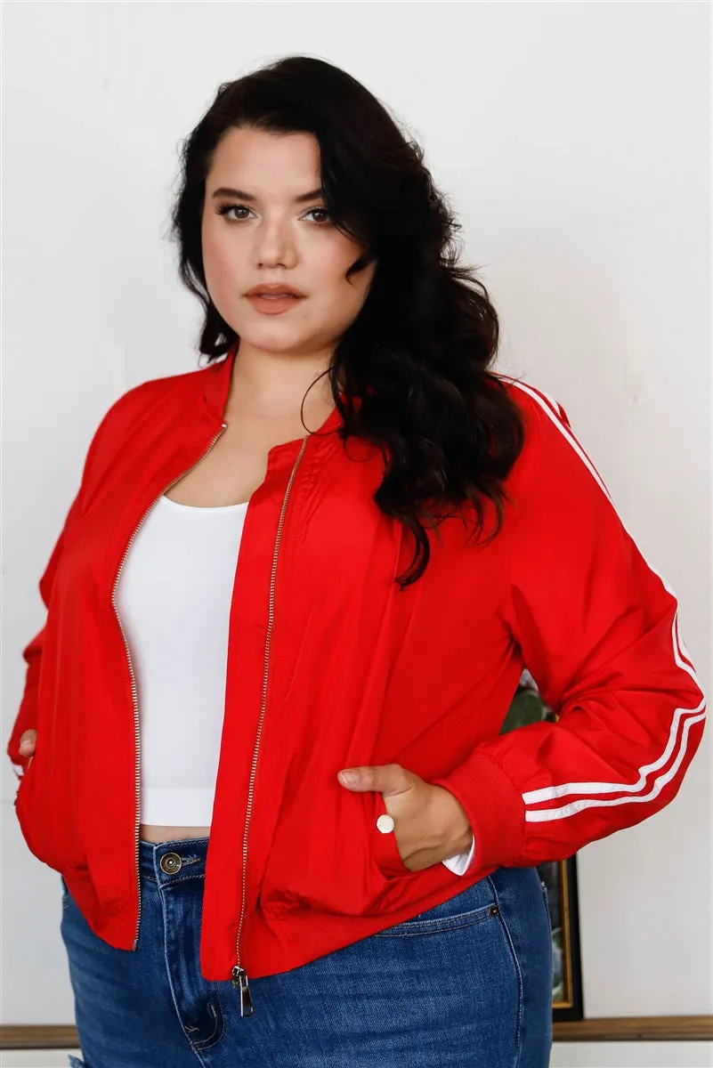 Red & White Windbreaker Bomber