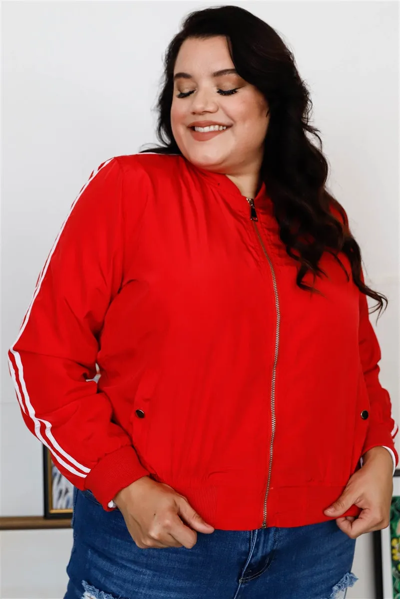 Red & White Windbreaker Bomber