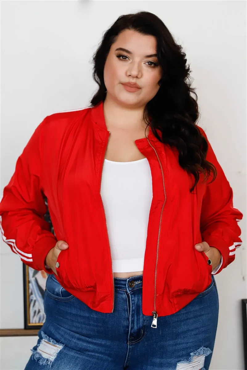 Red & White Windbreaker Bomber