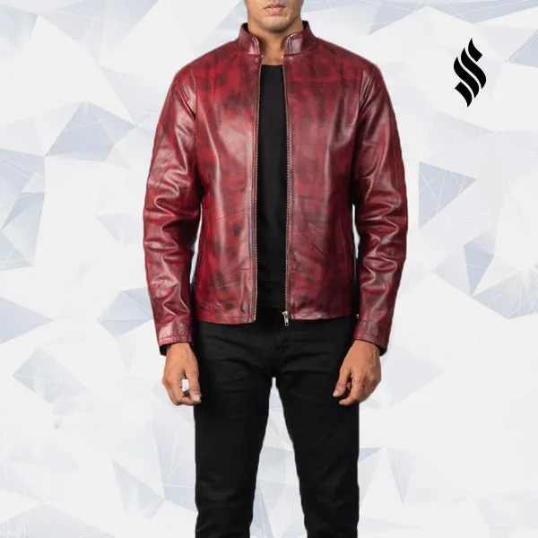 Red Leather Biker Jacket