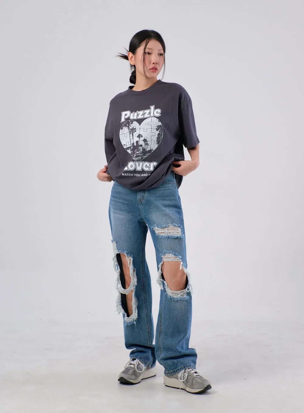 Ripped Knee Jeans IA305