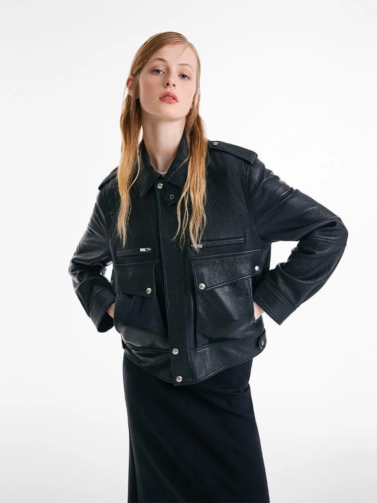 Short Goat Leather Jacket