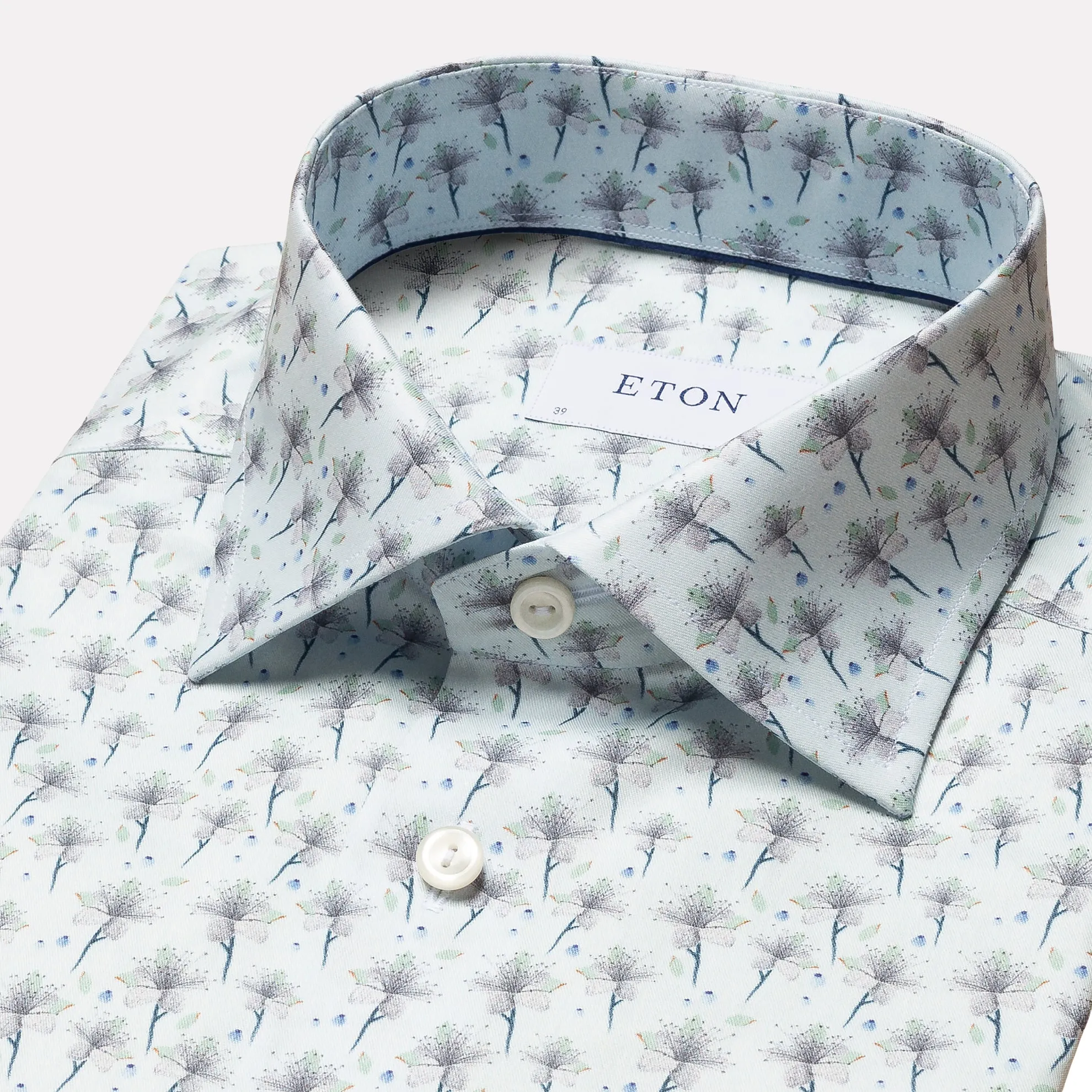 Slim Fit Floral Signiture Twill Shirt / Light Blue