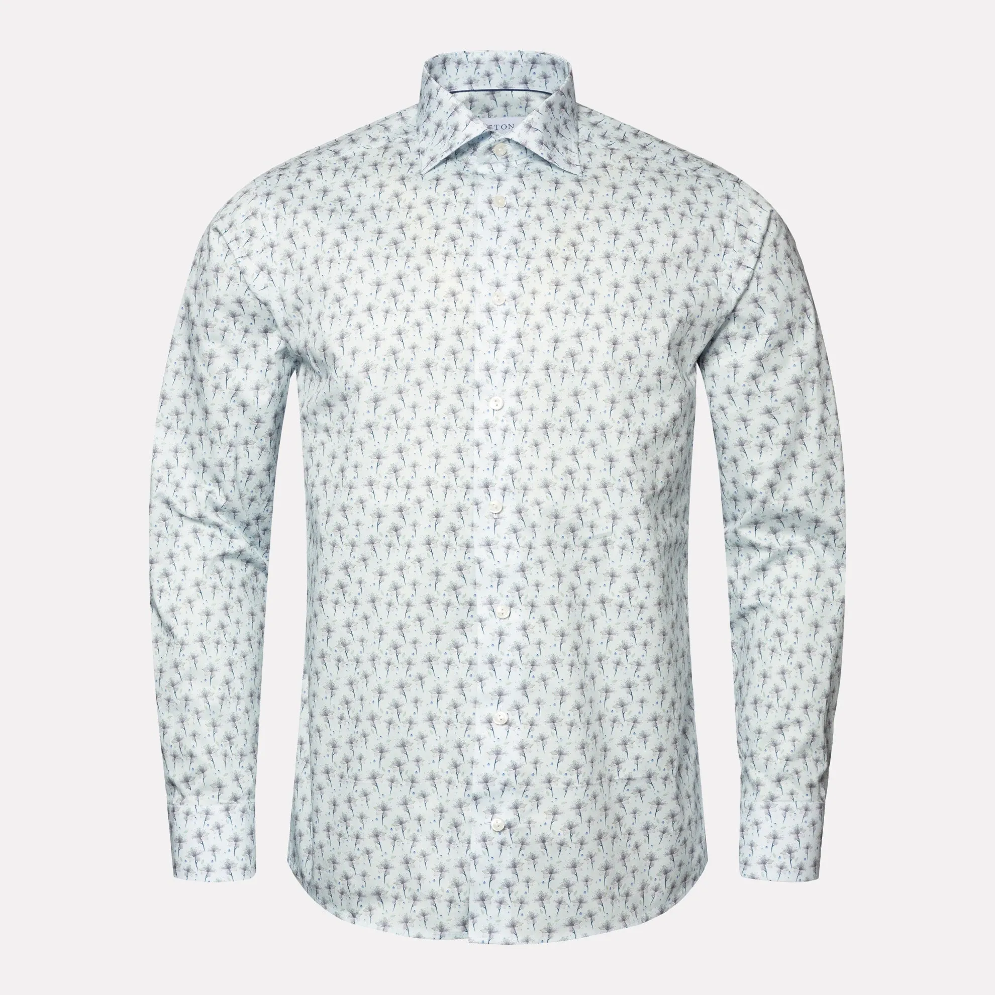 Slim Fit Floral Signiture Twill Shirt / Light Blue