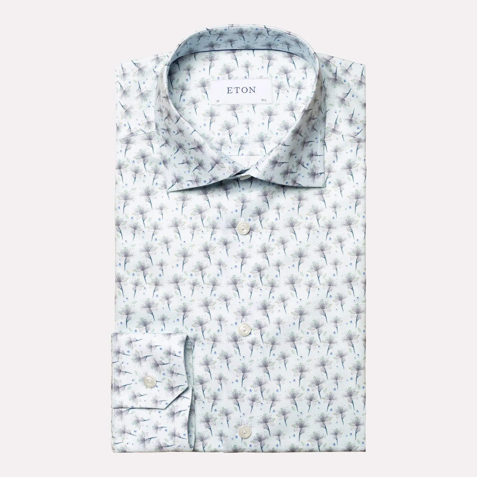 Slim Fit Floral Signiture Twill Shirt / Light Blue