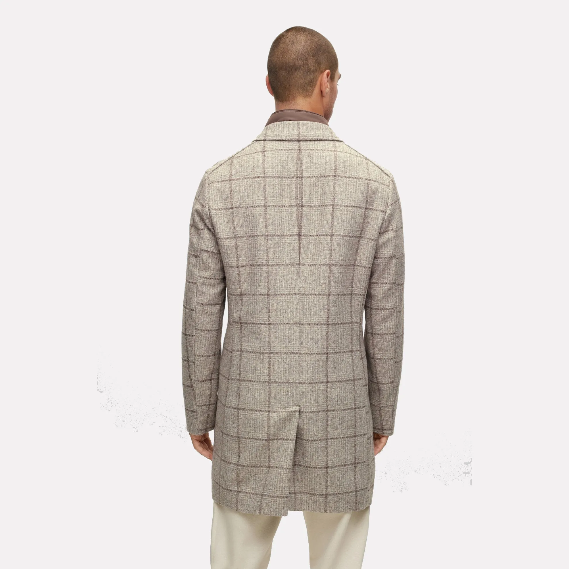 Slim-Fit Overcoat with Removable Inner Bib / Beige