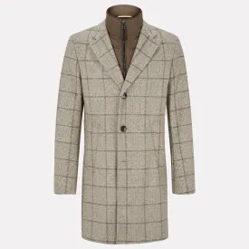 Slim-Fit Overcoat with Removable Inner Bib / Beige