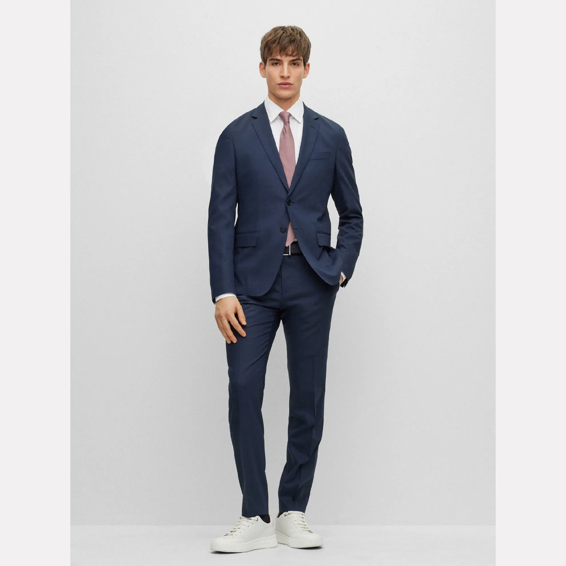 Slim Fit "Huge" Stretch Wool-blend Suit / Dark Blue