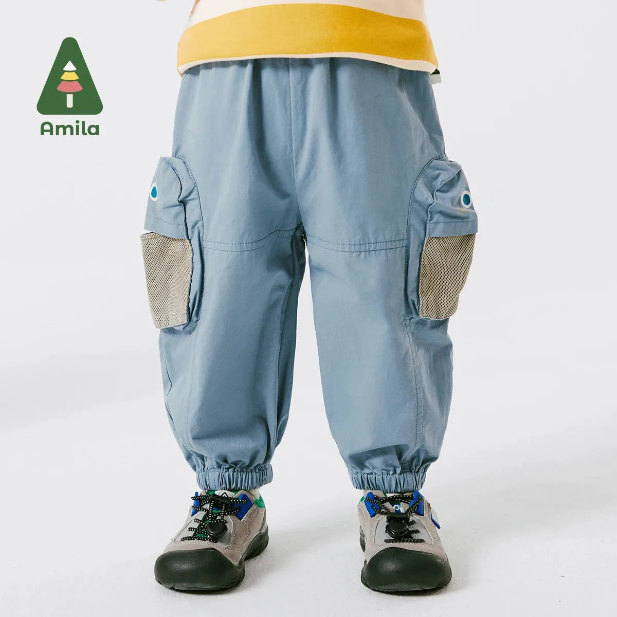 Solid Breathable Loose Boys Cargo Pants