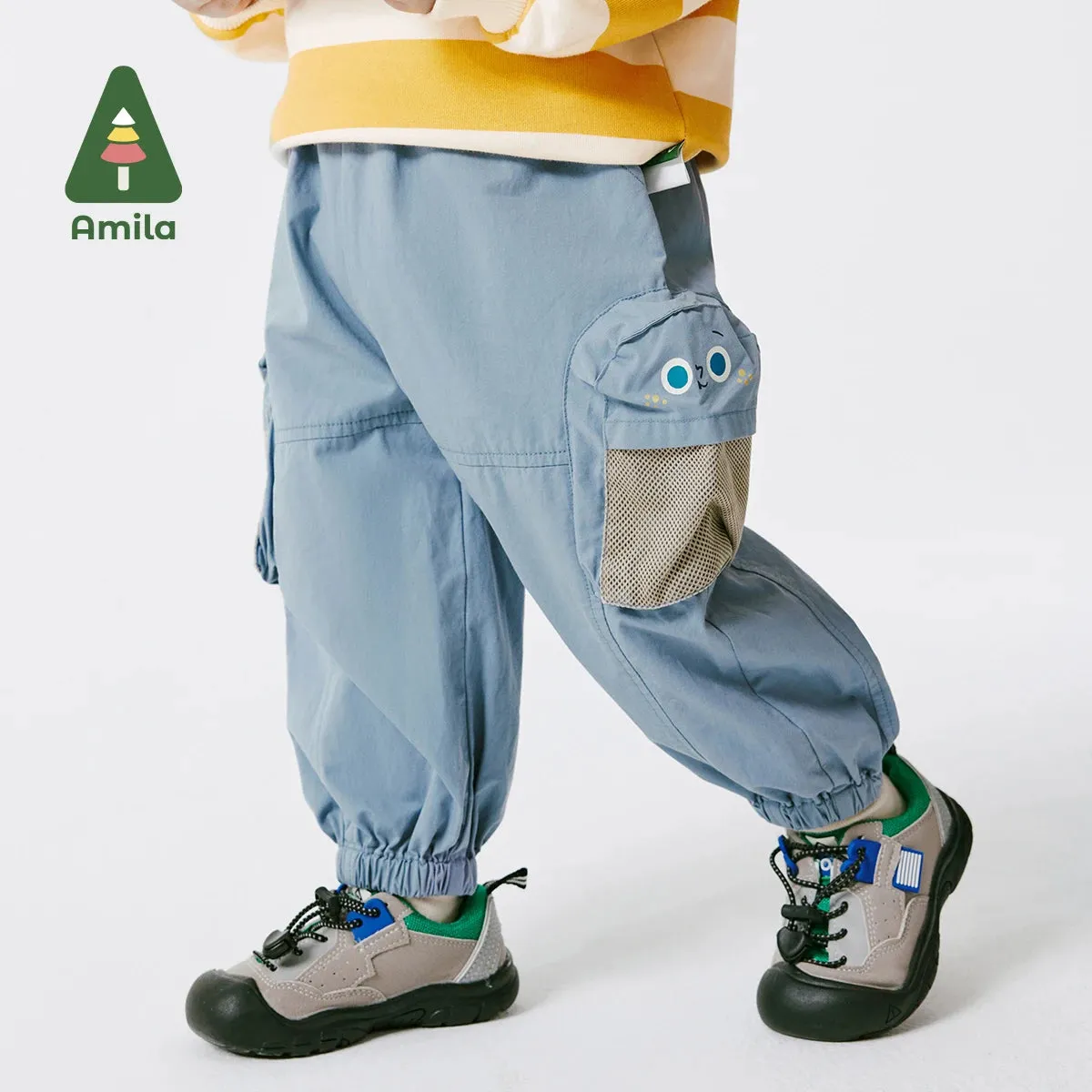 Solid Breathable Loose Boys Cargo Pants