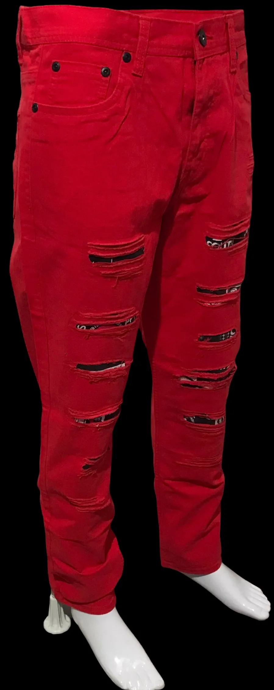 ^SOUTHPOLE^ (RED) RIPPED DENIM FOR MEN (34'' x 32'')