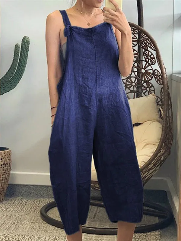 Split-Joint Loose Sleeveless Overalls