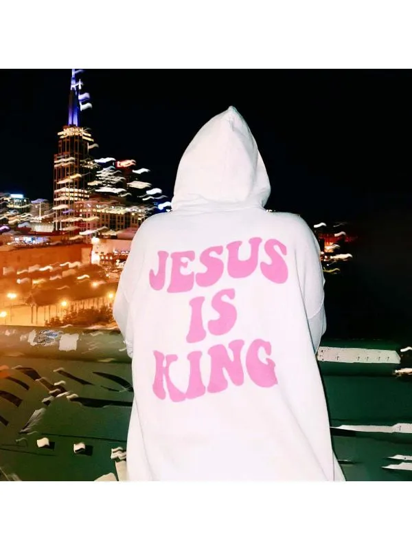 SXV  'JESUS IS KING’ Printed Cool Aesthetic Sweatshirt Hoodie