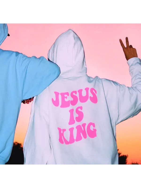 SXV  'JESUS IS KING’ Printed Cool Aesthetic Sweatshirt Hoodie