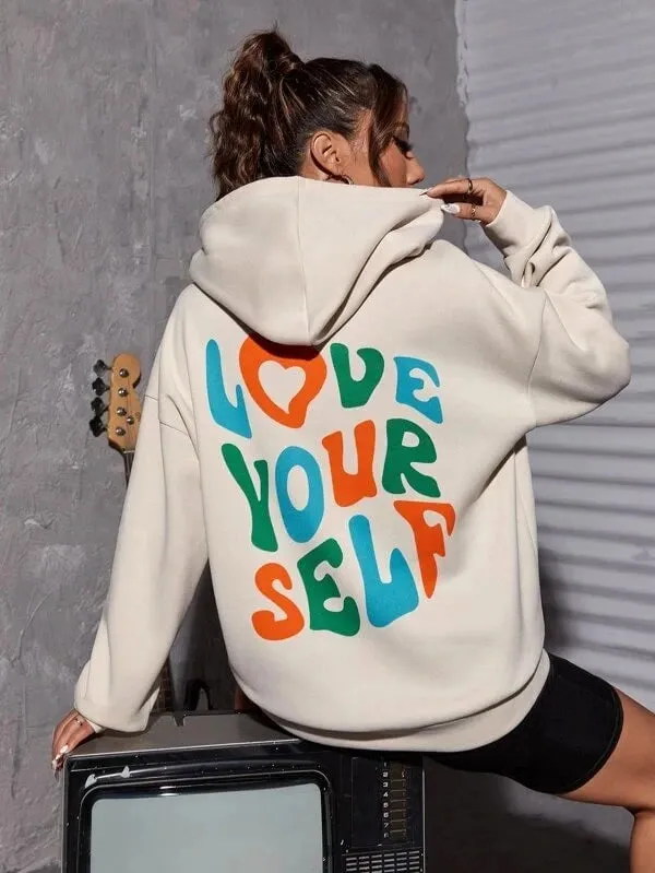 SXV  'Love Your Self’ Printed Cool Aesthetic Sweatshirt Hoodie