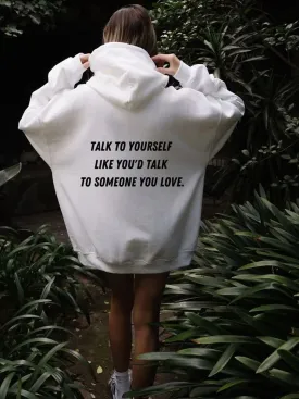 SXV  'talk to your self’ Printed Cool Aesthetic Sweatshirt Hoodie