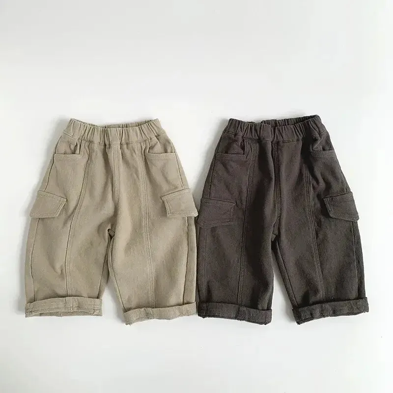 Thick Cargo Solid Pants