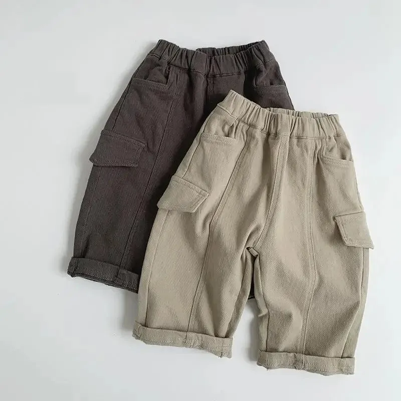 Thick Cargo Solid Pants