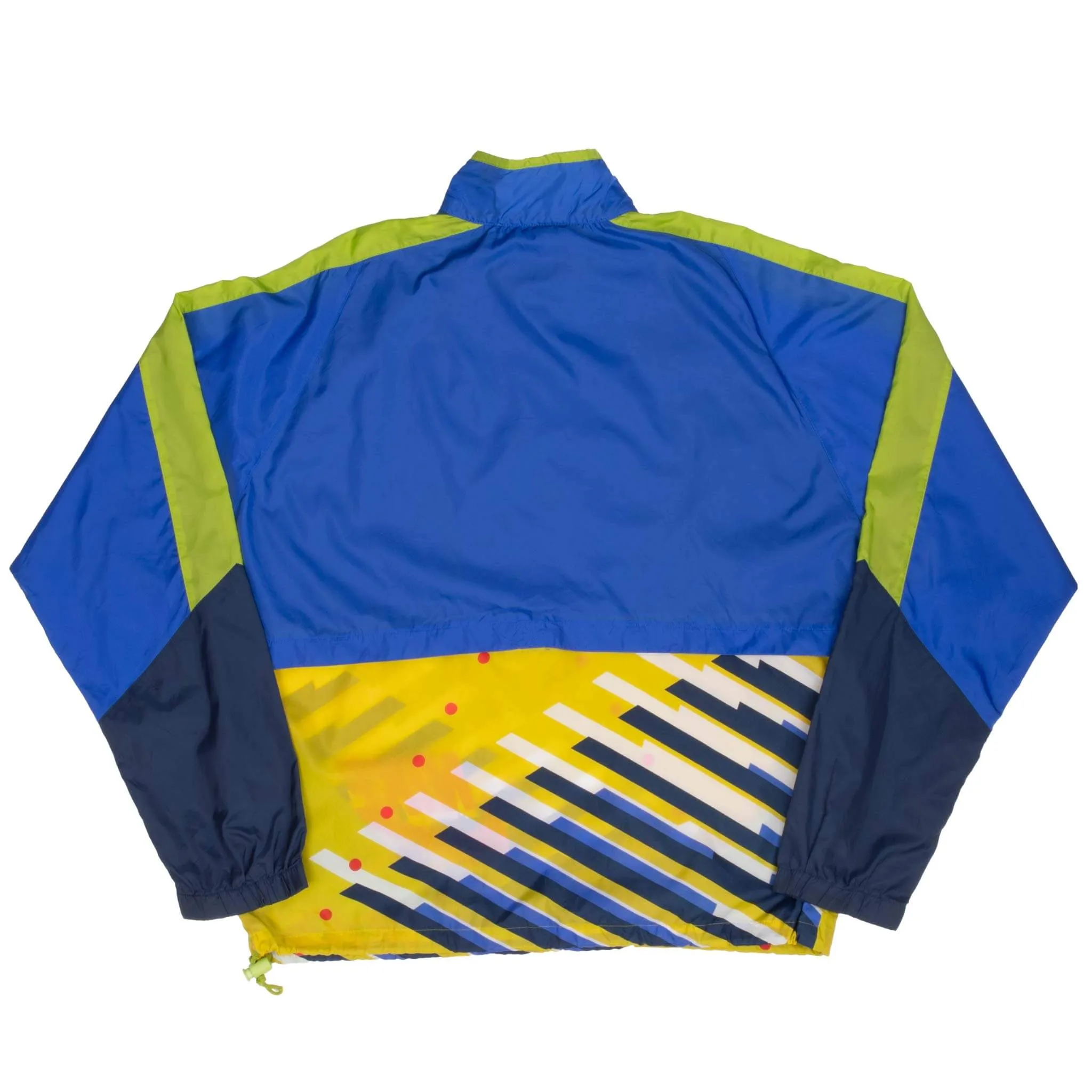 VINTAGE NIKE SWOOSH BLUE & YELLOW PULLOVER WINDBREAKER JACKET 1980S SIZE MEDIUM