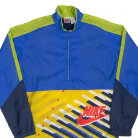 VINTAGE NIKE SWOOSH BLUE & YELLOW PULLOVER WINDBREAKER JACKET 1980S SIZE MEDIUM