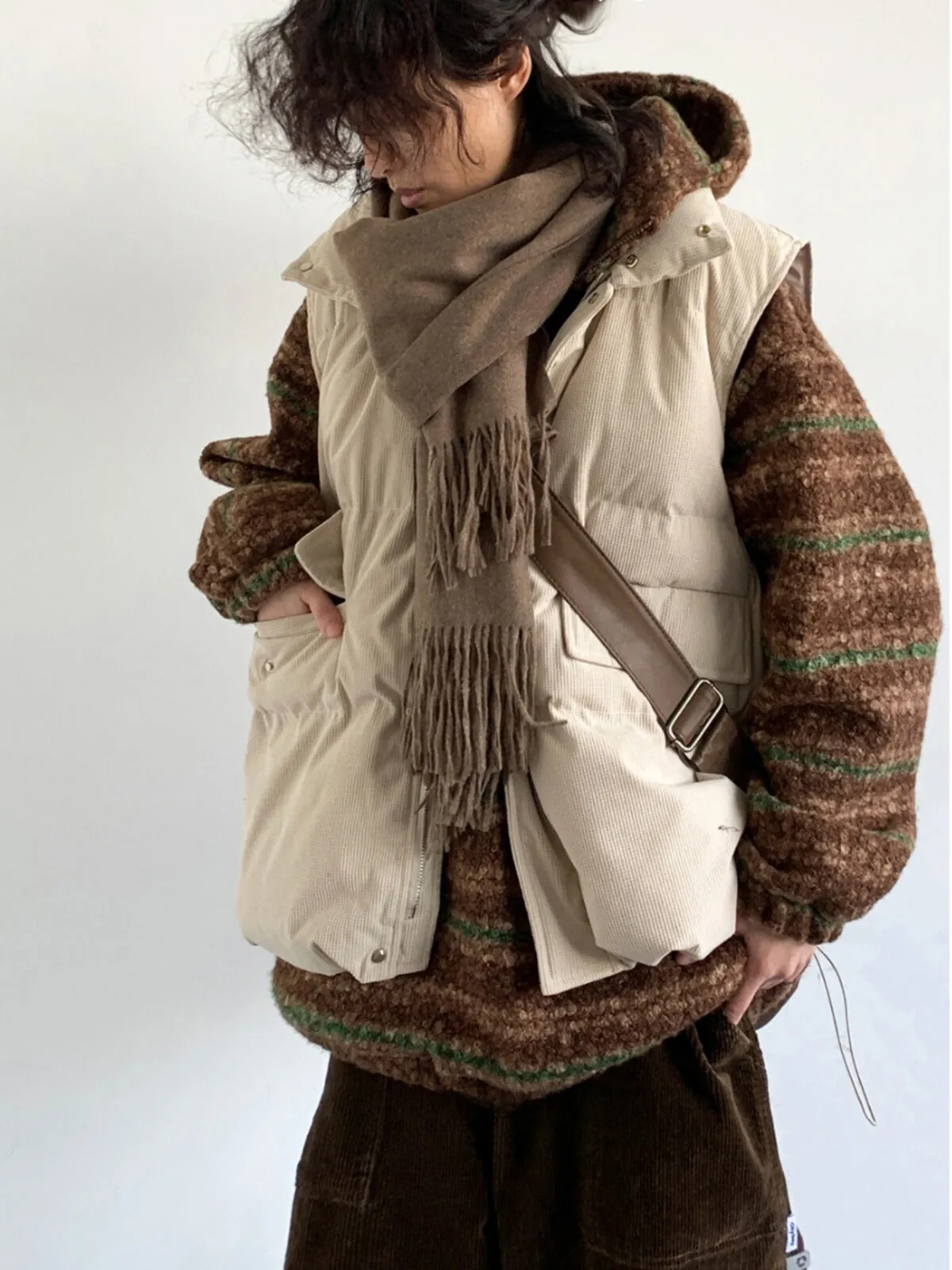 WLS Corduroy Cotton Apricot Loose Vest