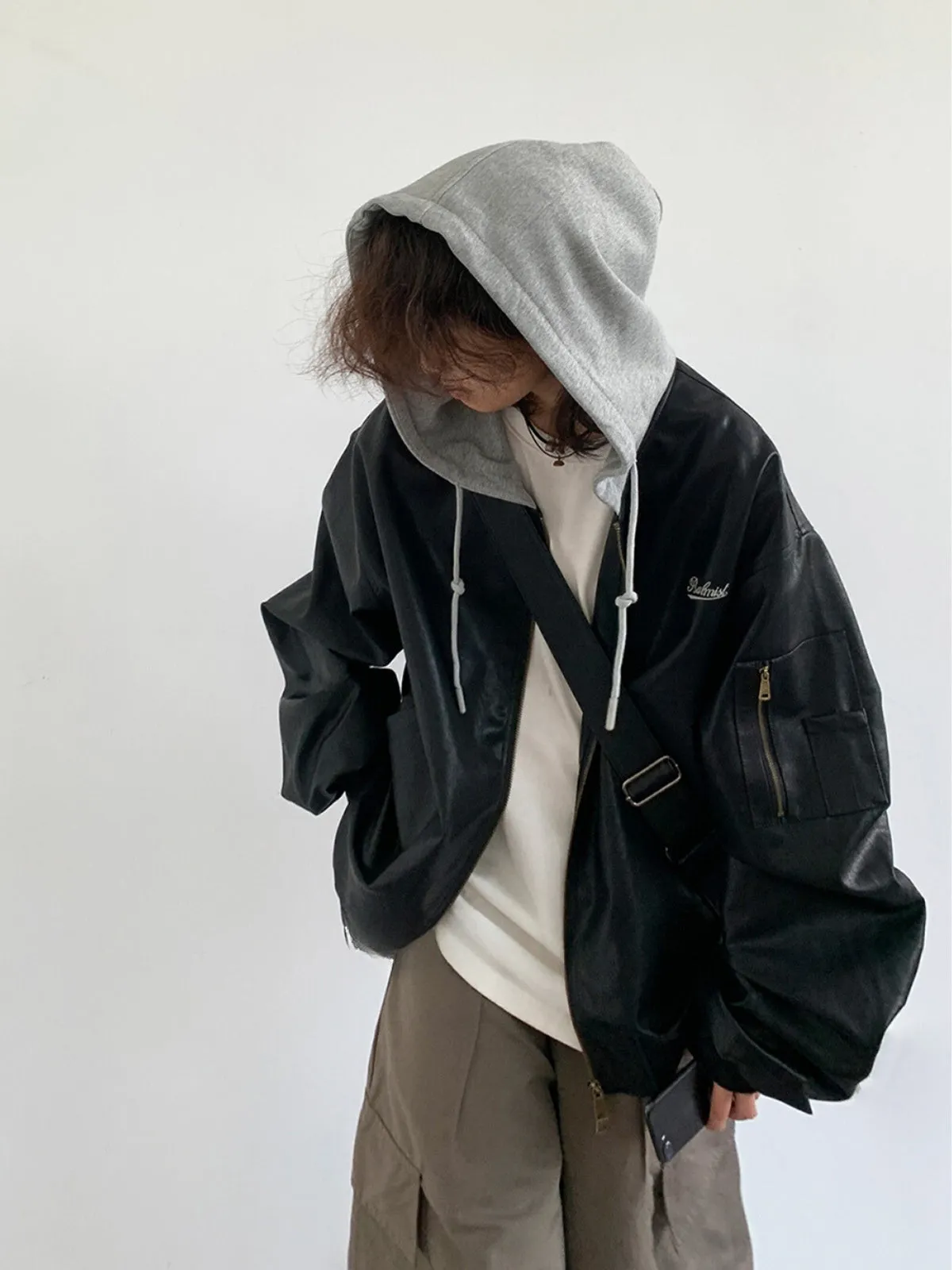 WLS Oversized Leather Retro Puffer Jacket