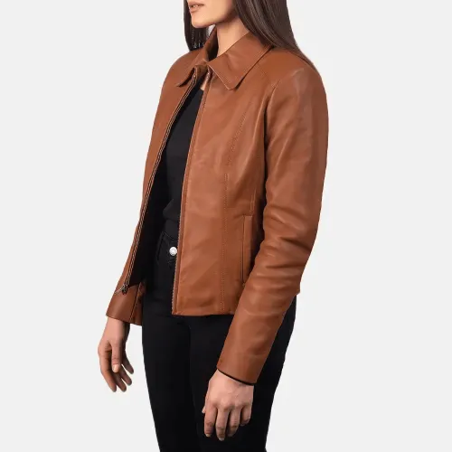 Womens Colette Brown Leather Jacket