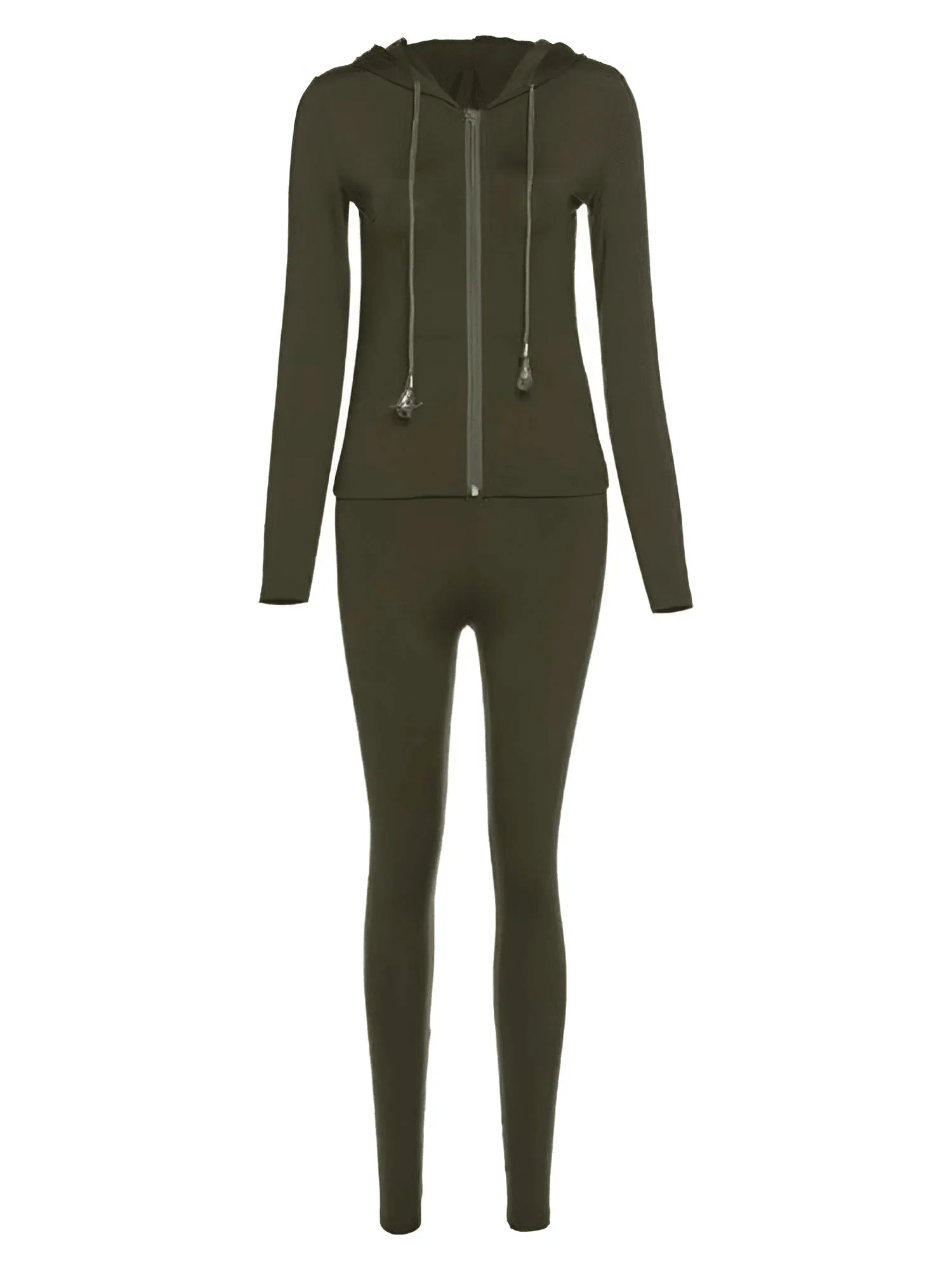 Women's Hooded Zipper Jacket   Leggings Tracksuit