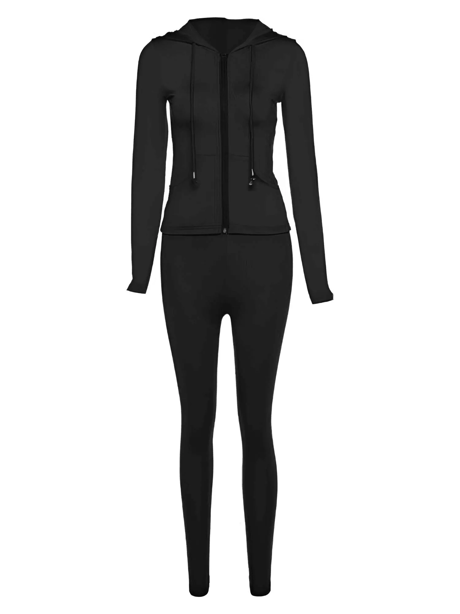 Women's Hooded Zipper Jacket   Leggings Tracksuit