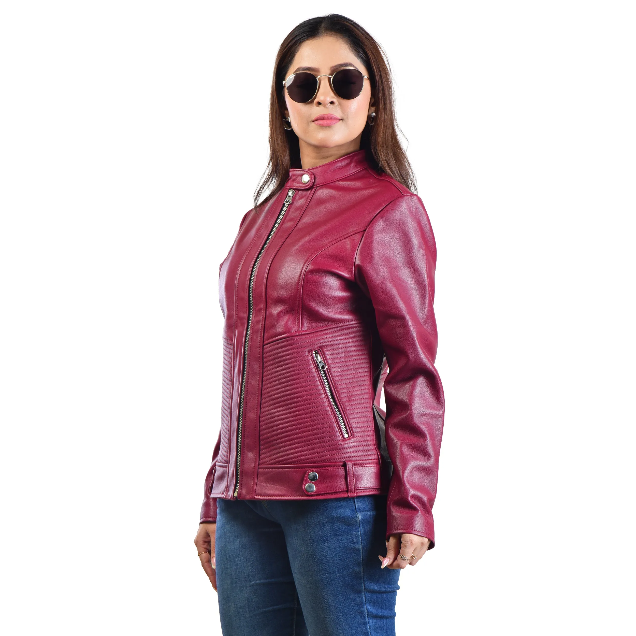 WOMENS LEATHER JACKET 410160 (CHERRY)