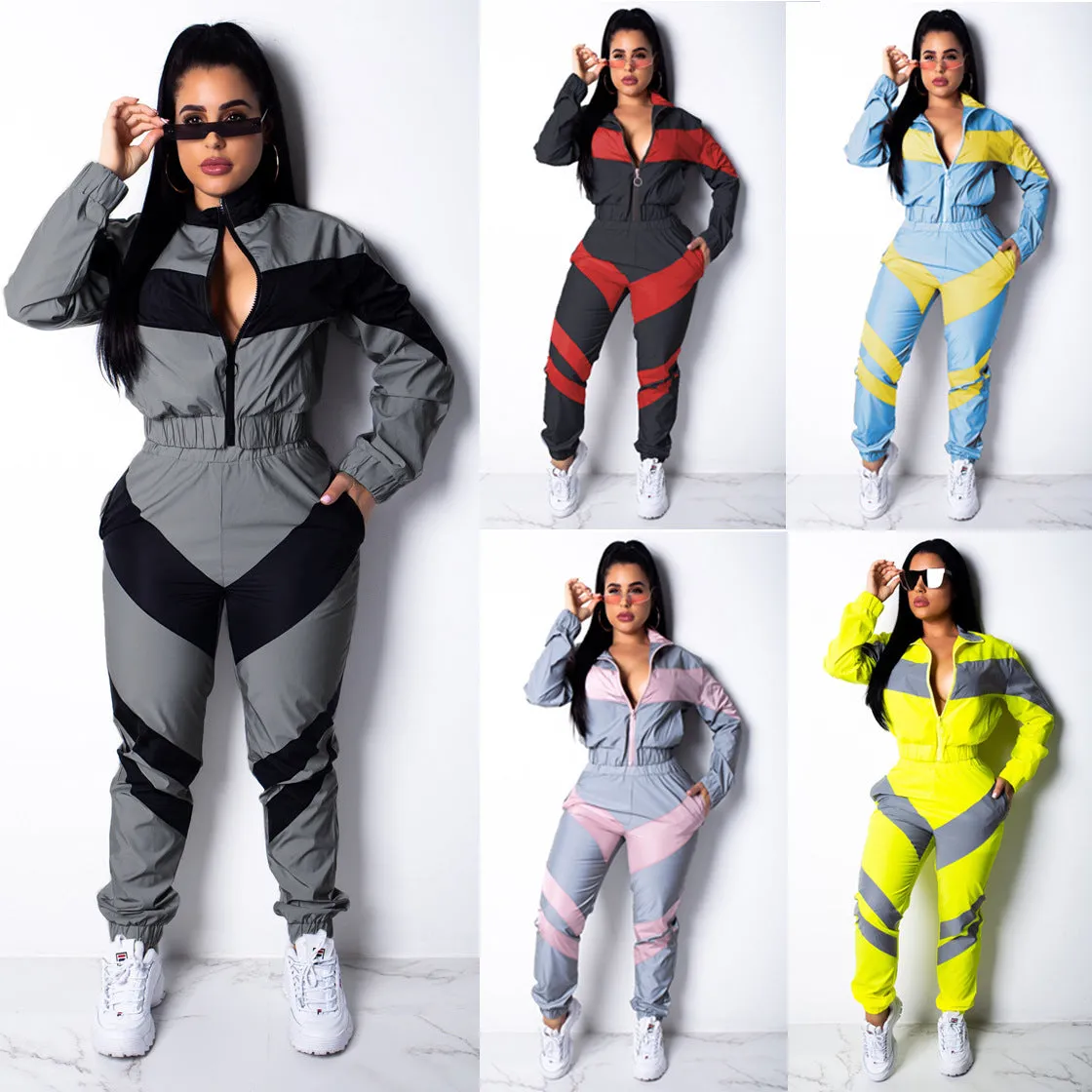 Women's Solid Color Long Sleeve Windbreaker set